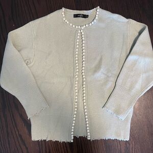 Elegant Pearl-Trim Cardigan
